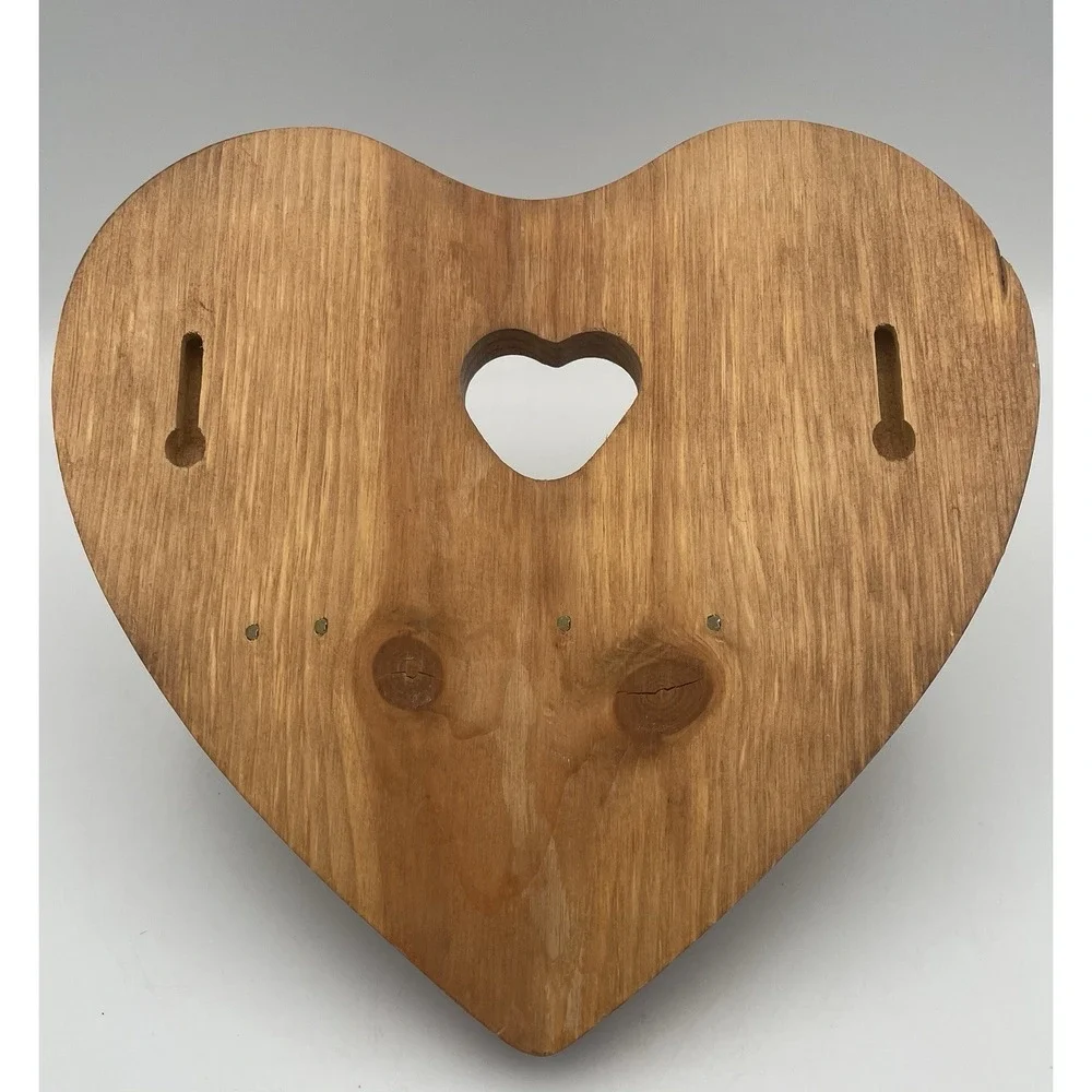 Vtg Wooden Handmade Heart Shelf Wall Rustic Country Cottage Decor 9